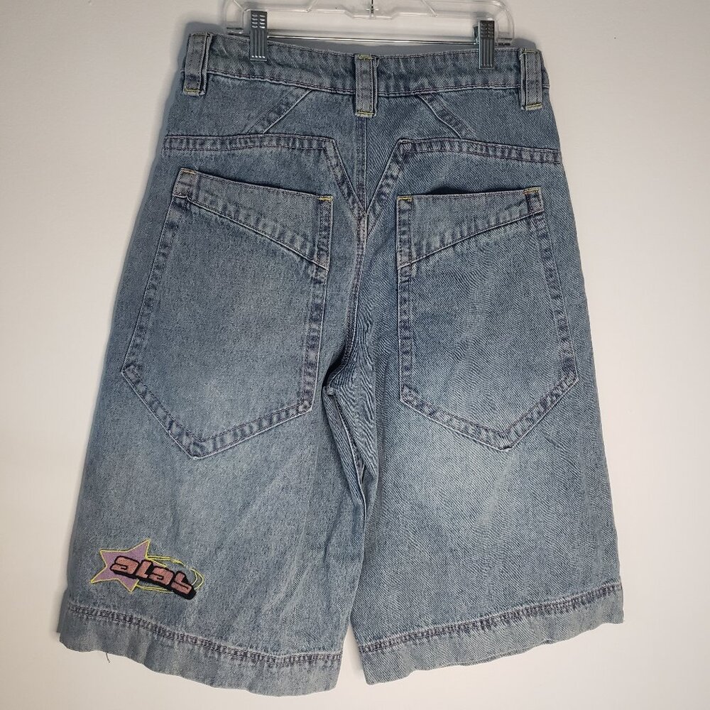 ALAB Phat Wide Leg Oversize Skate Y2K Rave Light Blue Denim Jean Shorts